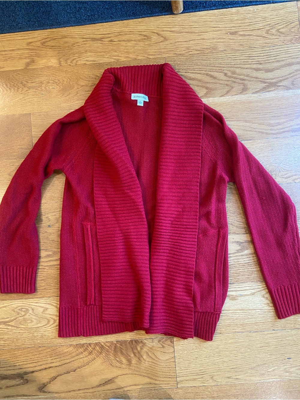 St. John's Bay Red Open-Front Shawl Collar Cardigan